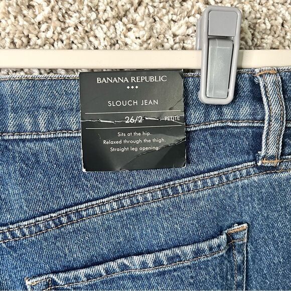 Banana Republic Jeans Women’s 2P Dark Denim Blue Wash Slouch Straight Leg NWT - Picture 7 of 10